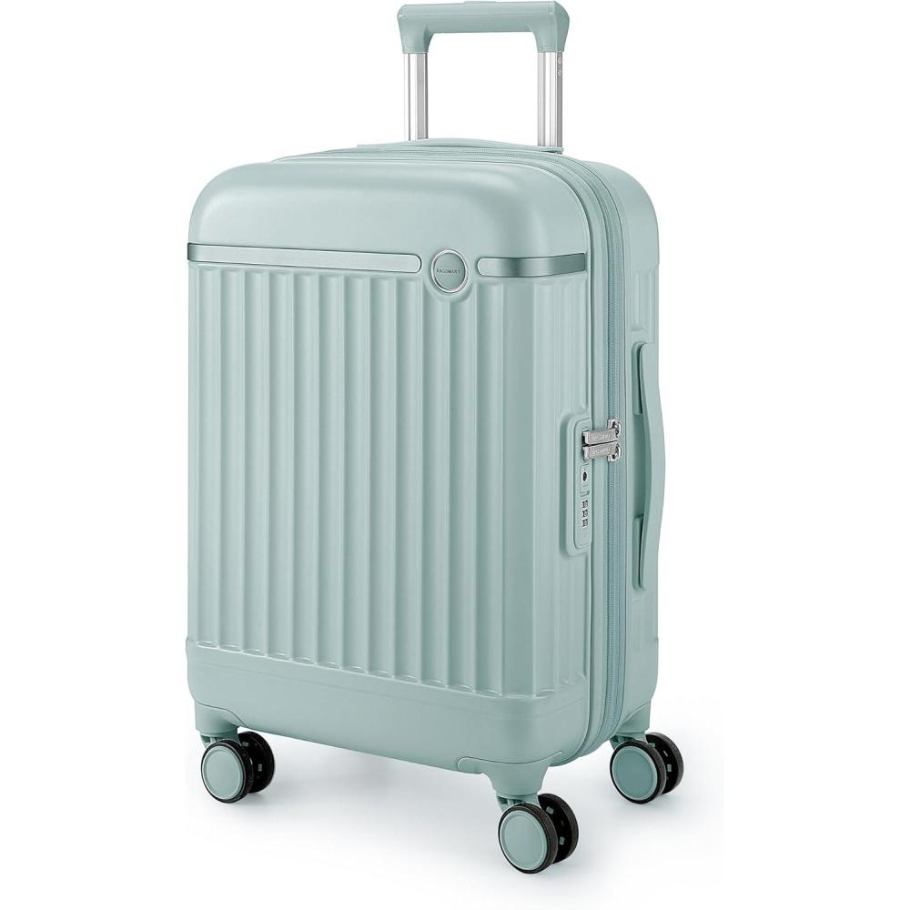 imageBAGSMART Carry On Luggage 22x14x9 Airline Approved with Spinner Wheels Travel TSA Approved 100 PC Hard Shell Suitcases 20 Inch Expandable Luggage with TSA Lock Dark Sea GreenDark Sea Green