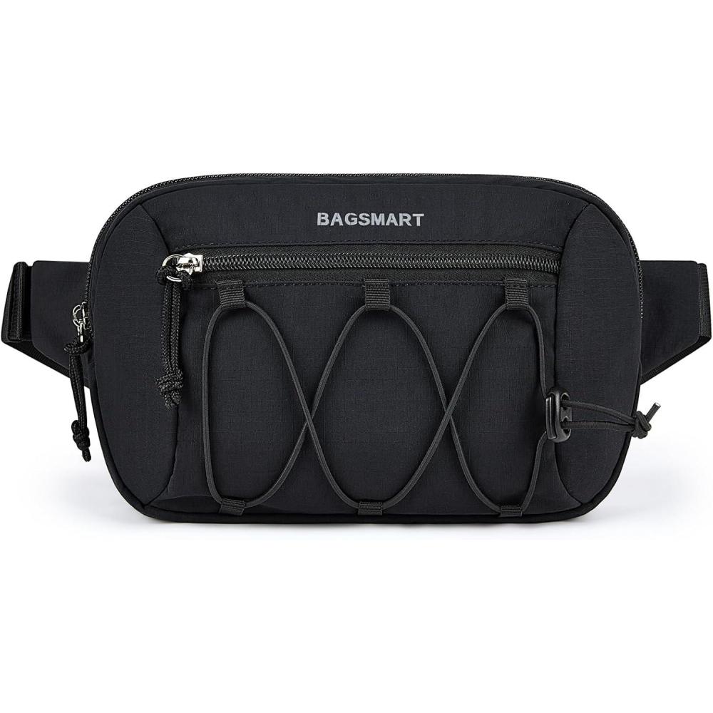 imageBAGSMART Fanny Packs for Women Small Belt Bag with Adjustable Strap Waist Pack for Running Workout Traveling Hiking BlackBlack