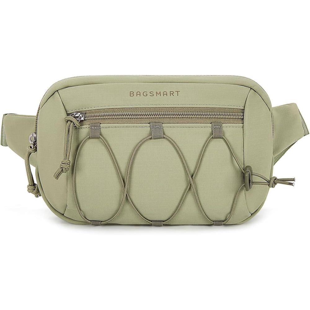 imageBAGSMART Fanny Packs for Women Small Belt Bag with Adjustable Strap Waist Pack for Running Workout Traveling Hiking BlackGrayish green