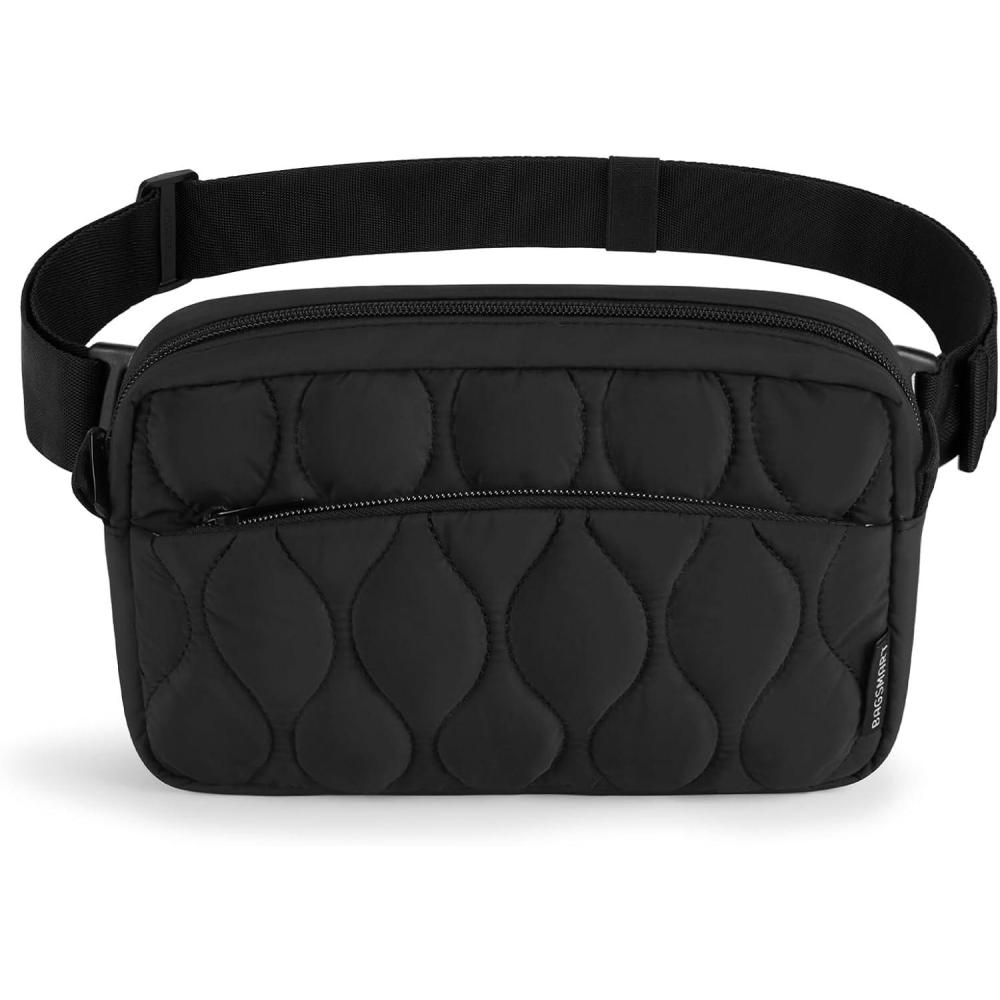 imageBAGSMART Fanny Packs for Women with Two Ways to Install the Adjustable Strap Lightweight Crossbody Belt Bag for Traveling WorkoutBlack