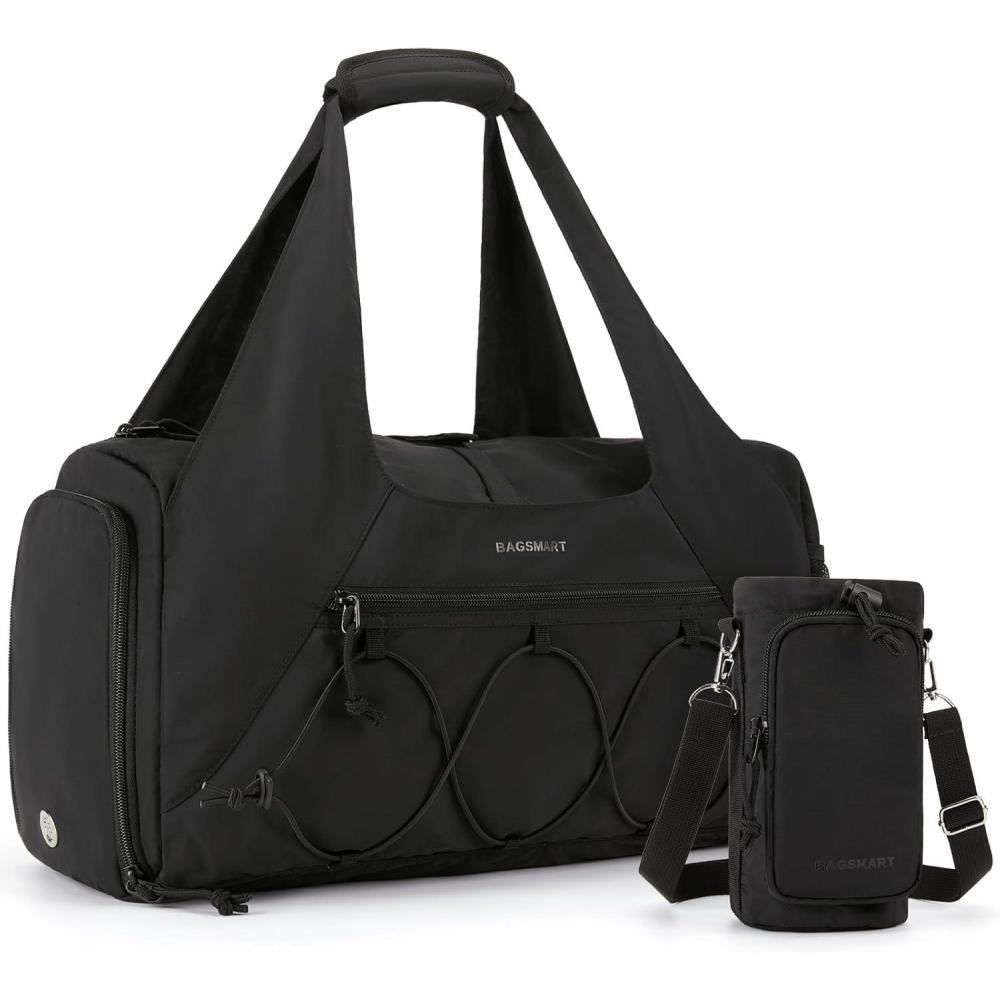imageBAGSMART Gym Bag for Women Lightweight Duffel with Shoe Compartment Weekender with Wet Pocket Workout Yoga Tote Charcoal