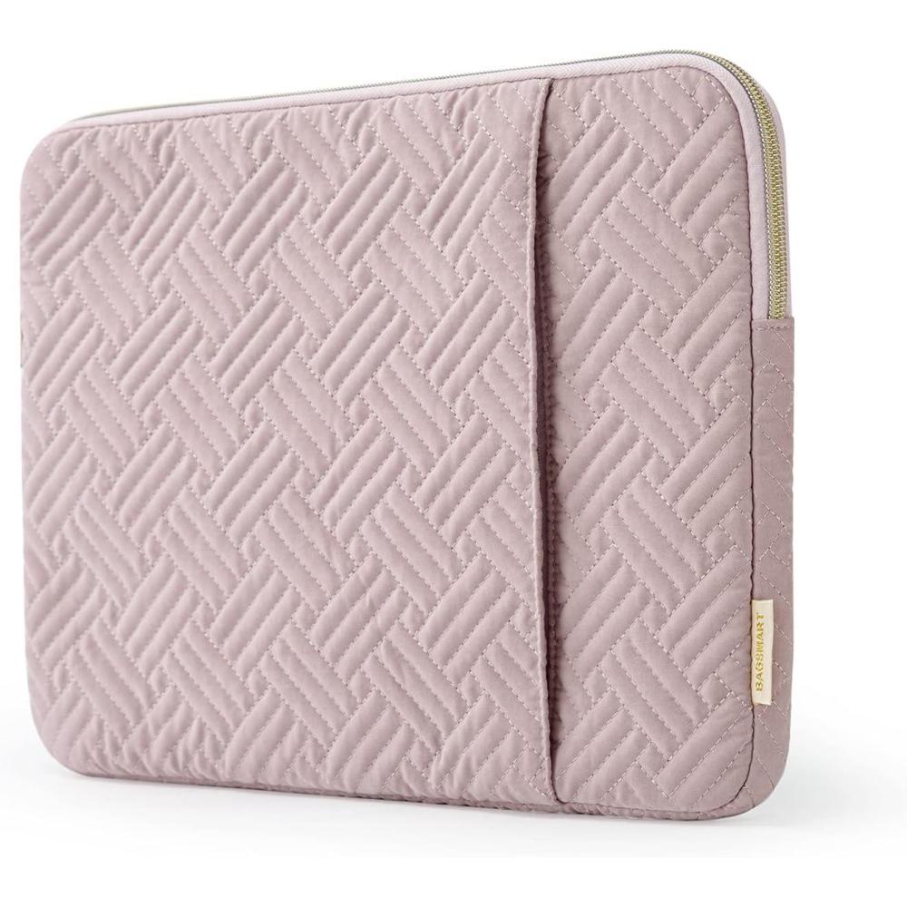 imageBAGSMART Laptop Sleeve Bag Compatible with MacBook AirPro 13133 inch Notebook Compatible with MacBook Pro 14 Inch MacBook Air M2 Sleeve 13 Inch Repellent Protective Case with Pocket PinkBaby Pink