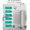 BAGSMART 20 inch Carry on Luggage with Spinner Wheel, Lightweight Carry on Suitcase TSA Lock, Hard Shell Carry on Luggage 22x14x9 Airline Approved Travel Suitcase, Sliver(Sliver)