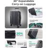 BAGSMART Carry On Luggage 22x14x9 Airline Approved, Lightweight luggage with Spinner Wheels, 20 Inch Expandable Hardside Carry On Suitcase with TSA Lock Rolling Travel suitcase Carry-On, Black(Black)
