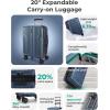 BAGSMART Carry On Luggage 22x14x9 Airline Approved, Lightweight luggage with Spinner Wheels, 20 Inch Expandable Hardside Carry On Suitcase with TSA Lock Rolling Travel suitcase Carry-On, Black(Dark Blue)