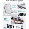 BAGSMART Carry On Luggage 22x14x9 Airline Approved With TSA Lock, 1OO% Polycarbonate Hardside Luggage with Spinner Wheels, Durable Hard Shell Carry On Suitcase 20 inch Black(Silver)