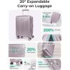 BAGSMART Carry On Luggage 22x14x9 Airline Approved with Spinner Wheels,100% PC Hardside Expandable Luggage with TSA Lock for Trips, 20 Inch Rolling Suitcases for Men Women,Beige(Purple)
