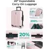 BAGSMART Carry On Luggage 22x14x9 Airline Approved with Spinner Wheels,100% PC Hardside Expandable Luggage with TSA Lock for Trips, 20 Inch Rolling Suitcases for Men Women,Green(BlackPink)