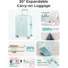 BAGSMART Carry On Luggage 22x14x9 Airline Approved with Spinner Wheels,100% PC Hardside Expandable Luggage with TSA Lock for Trips, 20 Inch Rolling Suitcases for Men Women,Beige(Mint Green)