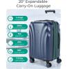 BAGSMART Carry On Luggage 22x14x9 Airline Approved with TSA Lock, Expandable Hard Shell Suitcase with Spinner Wheels, Lightweight 20 Inch Travel Rolling Carry-On Luggage, Black(Dark Blue)