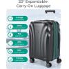BAGSMART Carry On Luggage 22x14x9 Airline Approved with TSA Lock, Expandable Hard Shell Suitcase with Spinner Wheels, Lightweight 20 Inch Travel Rolling Carry-On Luggage, Black(Black)