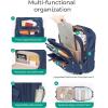 BAGSMART Carry on Luggage with Wheels, 16-inch Underseat Travel Suitcase Airline approved, Lightweight Softside Carry-on Luggage for Airplanes Women Overnight Rolling Bags for Short Trip, Light Beige(Blue)