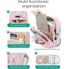 BAGSMART Carry on Luggage with Wheels, 16-inch Underseat Travel Suitcase Airline approved, Lightweight Softside Carry-on Luggage for Airplanes Women Overnight Rolling Bags for Short Trip, Light Beige(Pink)