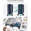 BAGSMART Expandable Carry On Luggage 22x14x9 Airline Approved, 20 Inch Suitcase with Spinner Wheels, Charging Ports, TSA Lock, Hard Shell Front Opening for Men Women Travel Business, Blue(Blue)