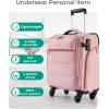 BAGSMART Underseat Carry on Luggage with Wheels, Soft Small Travel Luggage with PVC Wet/Dry Pockets, Lightweight Soft Personal Item Suitcase for Short Trip,Camer(Sakura Pink)