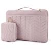 BAGSMART 13-14 inch Laptop Sleeve with Handle, Puffy Padded Case Accessories Bag, MacBook Fitted Air Pro 13.3 14 inch, Computer Dell,HP(With Accessories-Pink)