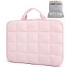 BAGSMART 15-15.6 Inch Laptop Case with Strap and Handle, Puffy Laptop Sleeve Bag for Women, Lightweight Protective MacBook Case Compatible with Dell, HP, Lenovo, MacBook Air/Pro, Beige(Upgrade Model-pink)