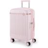 BAGSMART Carry On Luggage 22x14x9 Airline Approved with Spinner Wheels, Travel TSA Approved 100% PC Hard Shell Suitcases, 20 Inch Expandable Luggage with TSA Lock, Dark Sea Green(Atlas Pink)