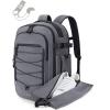 BAGSMART Carry On Travel Backpack, 17 Inch Large Travel backpack Carry On Flight Approved, Anti-theft Personal Item Backpack Travel Bag With Shoe Bag, 30L Water Resistant Casual Daypack, Beige(Gray)