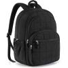 BAGSMART College Laptop Backpack, Travel Backpack for Women, Quilted Casual Daypack, Water-Resistant Bookbag for 15.6 Inch Laptop, Black(15.6 In-black)