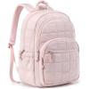 BAGSMART College Laptop Backpack, Travel Backpack for Women, Quilted Casual Daypack, Water-Resistant Bookbag for 15.6 Inch Laptop, Black(15.6 In-coral Pink)
