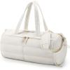 BAGSMART Puffer Gym Bag for Women, Lightweight Duffel with Shoe Compartment, Weekender Bags with Wet Pocket, Workout Overnight Carry on for Travel, Beige(Beige)
