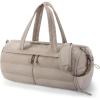 BAGSMART Puffer Gym Bag for Women, Lightweight Duffel with Shoe Compartment, Weekender Bags with Wet Pocket, Workout Overnight Carry on for Travel, Beige(Camel)