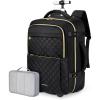 BAGSMART Rolling Backpack for Women, Wheeled Backpack with Packing Cube, Travel Back pack with Wheels, Carry On Suitcase Bag 17 Inch Large Roller Daypack, Black(Black)