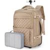 BAGSMART Rolling Backpack for Women, Wheeled Backpack with Packing Cube, Travel Back pack with Wheels, Carry On Suitcase Bag 17 Inch Large Roller Daypack, Black(Champagne)