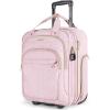 BAGSMART Underseat Carry On Luggage Airline approved,16-inch Small Underseater Softside Travel Suitcase with Wheels Lightweight Overnight Rolling Carry-on Luggage for Women Men Weekender,Black(Pink)