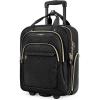 BAGSMART Underseat Carry On Luggage Airline approved,16-inch Small Underseater Softside Travel Suitcase with Wheels Lightweight Overnight Rolling Carry-on Luggage for Women Men Weekender,Black(Black)