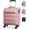 BAGSMART Underseat Carry on Luggage with Wheels, Soft Small Travel Luggage with PVC Wet/Dry Pockets, Lightweight Soft Personal Item Suitcase for Short Trip,Camer(Sakura Pink)