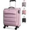 BAGSMART Underseat Carry on Luggage with Wheels, Soft Small Travel Luggage with PVC Wet/Dry Pockets, Lightweight Soft Personal Item Suitcase for Short Trip,Camer(Purple)
