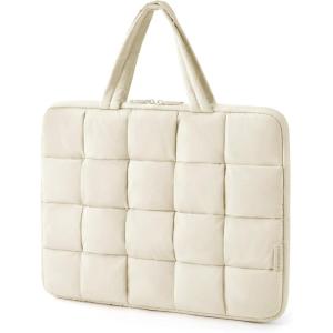 BAGSMART 13-14 Inch Laptop Case, Portable Puffy Laptop Sleeve with Handle, Compatible with MacBook Air/Pro 13.3 13.6 Inch M4 M3 M2 M1, Computer Sleeve Fitted with Dell,HP, Pink(Beige)