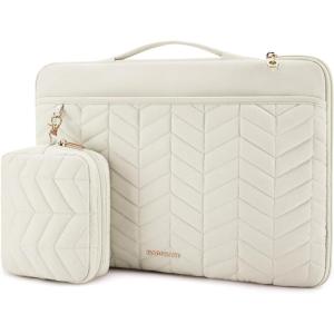 BAGSMART 13-14 inch Laptop Sleeve with Handle, Puffy Padded Case Accessories Bag, MacBook Fitted Air Pro 13.3 14 inch, Computer Dell,HP(Natural Cream)