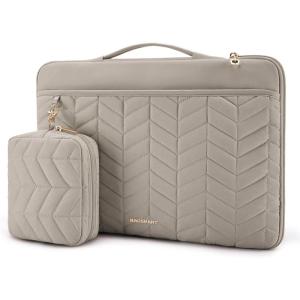BAGSMART 13-14 inch Laptop Sleeve with Handle, Puffy Padded Case Accessories Bag, MacBook Fitted Air Pro 13.3 14 inch, Computer Dell,HP(With Accessories-Warm Gray)