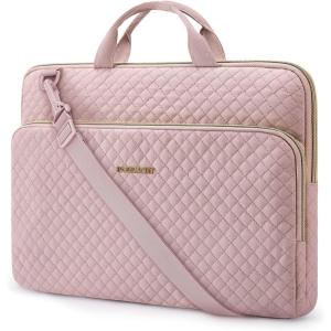 BAGSMART 13-Inch Laptop Sleeve, Black, Polyester(Pink-Shoulder Strap)