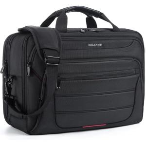 BAGSMART 17.3 Inch Laptop Bag, Expandable Laptop Briefcase, Computer Bag for Men, Mens Work Bag for Business Travel, Black(1-black)