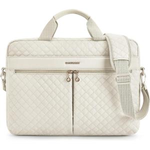 BAGSMART 17.3/15.6 Inch Laptop Bag, Briefcase for Women Computer Messenger Bag Office Travel Business, Black(Beige)