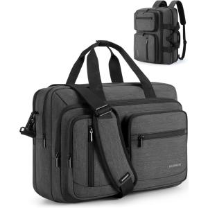 BAGSMART 3 In 1 Laptop Bag for Men, Computer Briefcase 17.3 Inch Laptop Water-Repellent Shoulder Bag, Computer Bag Business Travel Office, Black(Black)