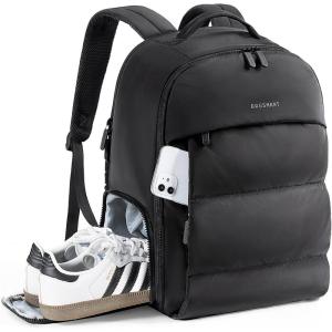 BAGSMART 30L Travel Backpack for Women, Carry on Backpack for Airplanes, Gym Backpack with Shoe Compartment, Lightweight Travel Bag Fits 15.6 Inch, Water-Resistant, Black(Black)
