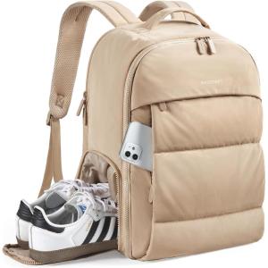 BAGSMART 30L Travel Backpack for Women, Carry on Backpack for Airplanes, Gym Backpack with Shoe Compartment, Lightweight Travel Bag Fits 15.6 Inch, Water-Resistant, Black(Desert)