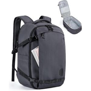 BAGSMART Blast Travel Backpack, 15.6 Inch Carry On Backpack Flight Approved, TSA Approved Personal Item Travel Bag, Water Resistant Weekender Bag Luggage Daypack, Beige(Charcoal)