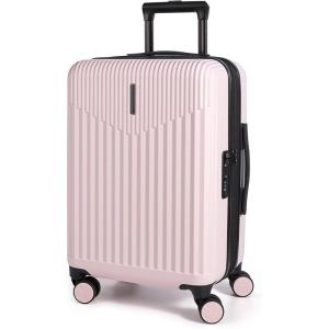 BAGSMART Carry On Luggage 22x14x9 Airline Approved with Spinner Wheels,100% PC Hardside Expandable Luggage with TSA Lock for Trips, 20 Inch Rolling Suitcases for Men Women,Beige(BlackPink)