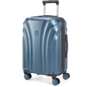 BAGSMART Carry On Luggage 22x14x9 Airline Approved with TSA Lock, Expandable Hard Shell Suitcase with Spinner Wheels, Lightweight 20 Inch Travel Rolling Carry-On Luggage, Black(Light Blue)