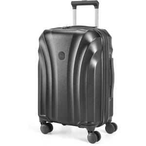 BAGSMART Carry On Luggage 22x14x9 Airline Approved with TSA Lock, Expandable Hard Shell Suitcase with Spinner Wheels, Lightweight 20 Inch Travel Rolling Carry-On Luggage, Black(Black)