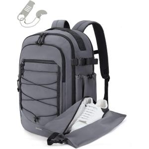 BAGSMART Carry On Travel Backpack, 17 Inch Large Travel backpack Carry On Flight Approved, Anti-theft Personal Item Backpack Travel Bag With Shoe Bag, 30L Water Resistant Casual Daypack, Beige(Gray)