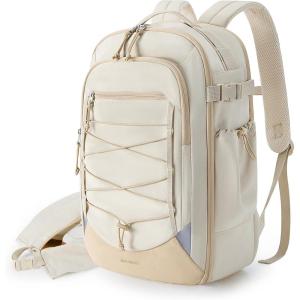 BAGSMART Carry On Travel Backpack, 17 Inch Large Travel backpack Carry On Flight Approved, Anti-theft Personal Item Backpack Travel Bag With Shoe Bag, 30L Water Resistant Casual Daypack, Beige(Beige)