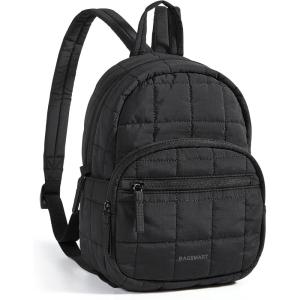 BAGSMART College Laptop Backpack, Travel Backpack for Women, Quilted Casual Daypack, Water-Resistant Bookbag for 15.6 Inch Laptop, Black(9.7 In-black)