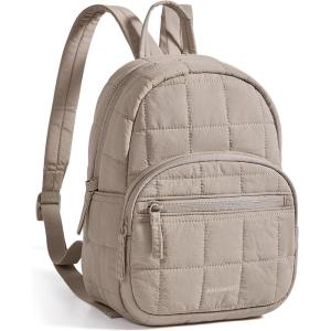 BAGSMART College Laptop Backpack, Travel Backpack for Women, Quilted Casual Daypack, Water-Resistant Bookbag for 15.6 Inch Laptop, Black(9.7 In-camel)